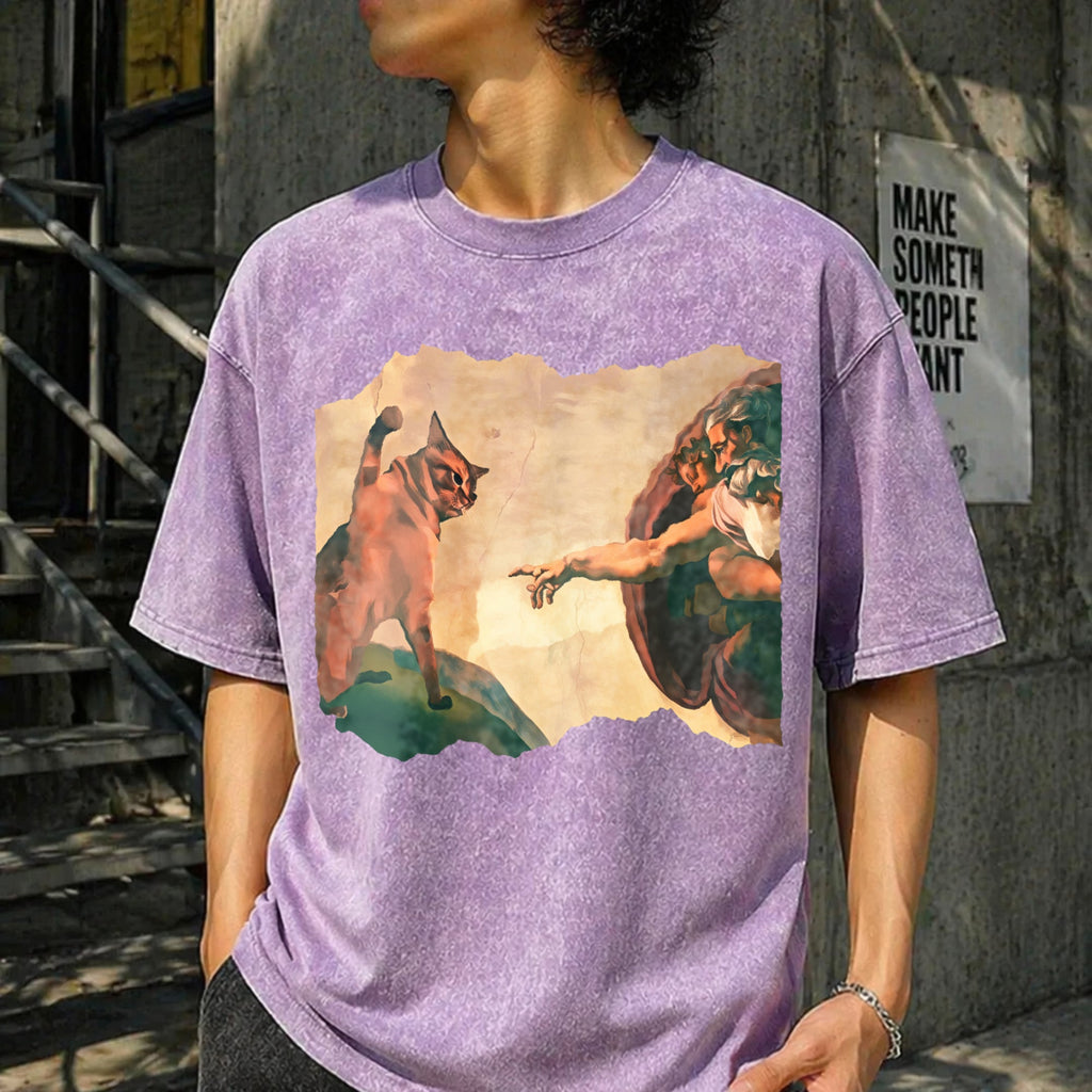 Funny Cat Swatting God's Hand Parody The Divine Vintage product image 6