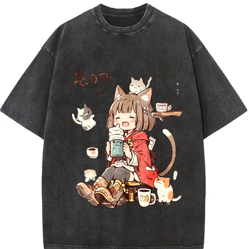 Summer A Cat Ear Vintage Washed T-Shirt product image 2