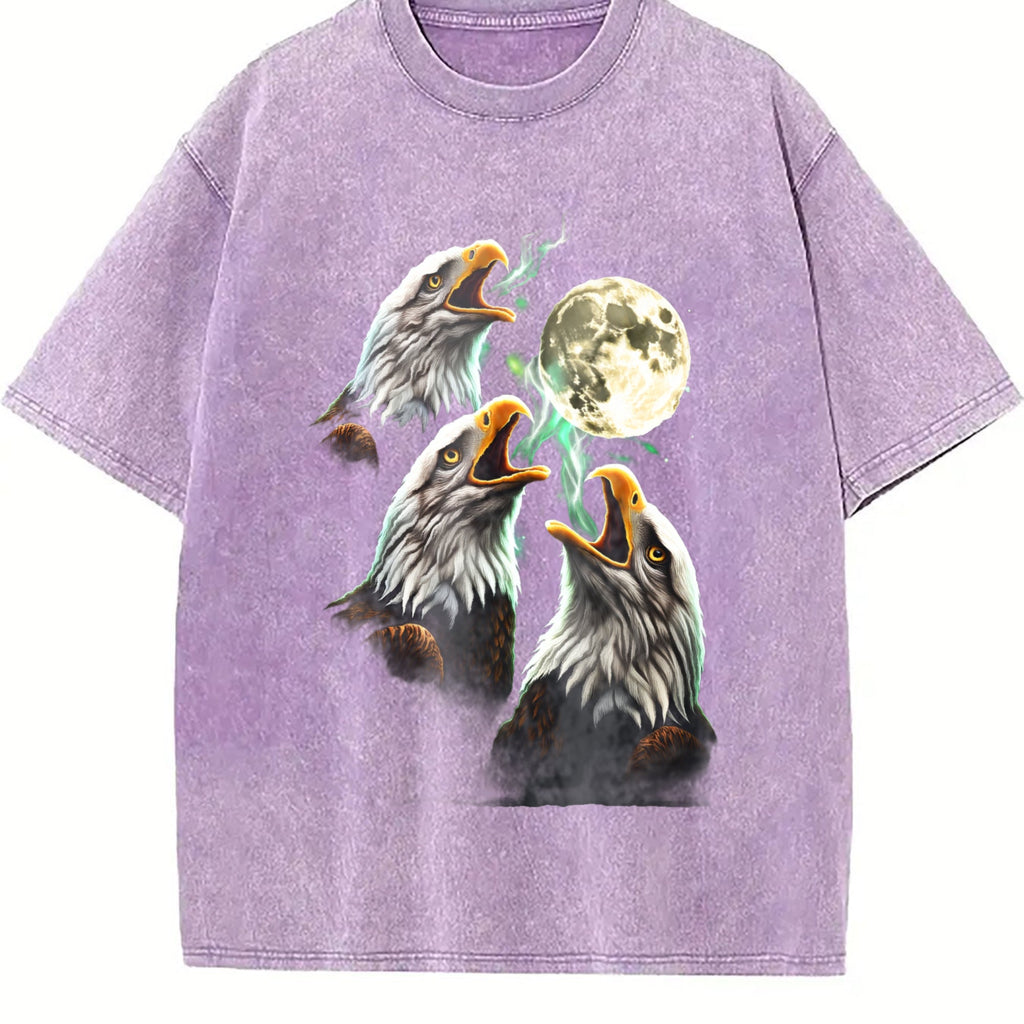 Eagle Howling To Moon 90s Vintage Washed T-Shirt product image 6
