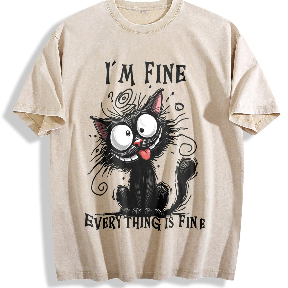 Animal Letter Cat Fine Summer Vintage Washed T-Shirt product image 1