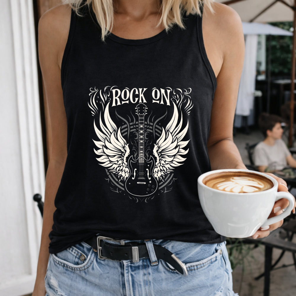 Rock On Winged Guitar Women's Tank Top