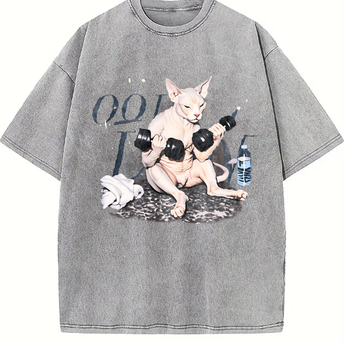 Sphynx Cat Workout Vintage Washed T-Shirt product image 5