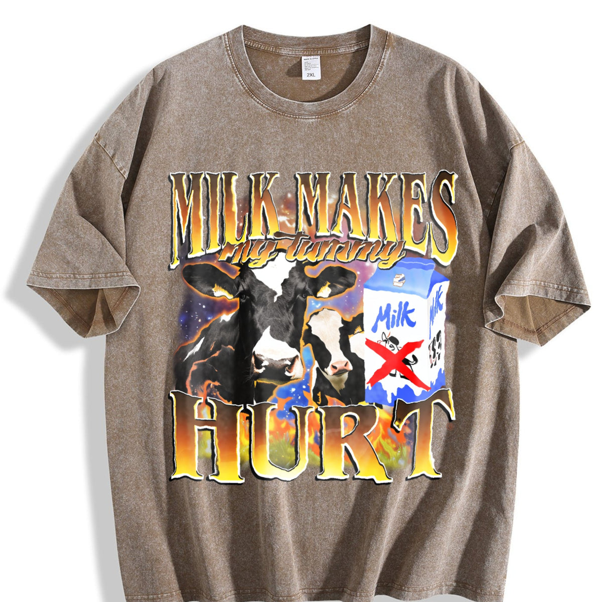 Milk Makes My Tummy Hurt Bootleg Vintage Washed T-Shirt product image 3