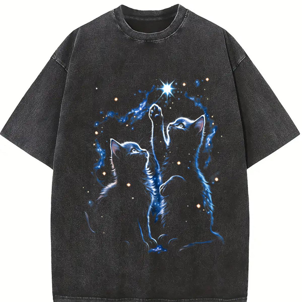Two Cats Playing Galaxy Vintage Washed T-Shirt product image 2