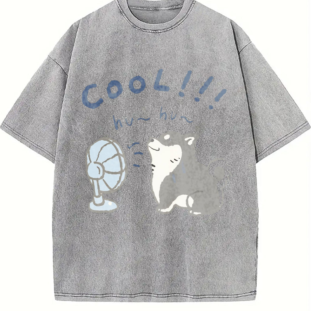 Cool Husky with a Fan Vintage Washed T-Shirt product image 4