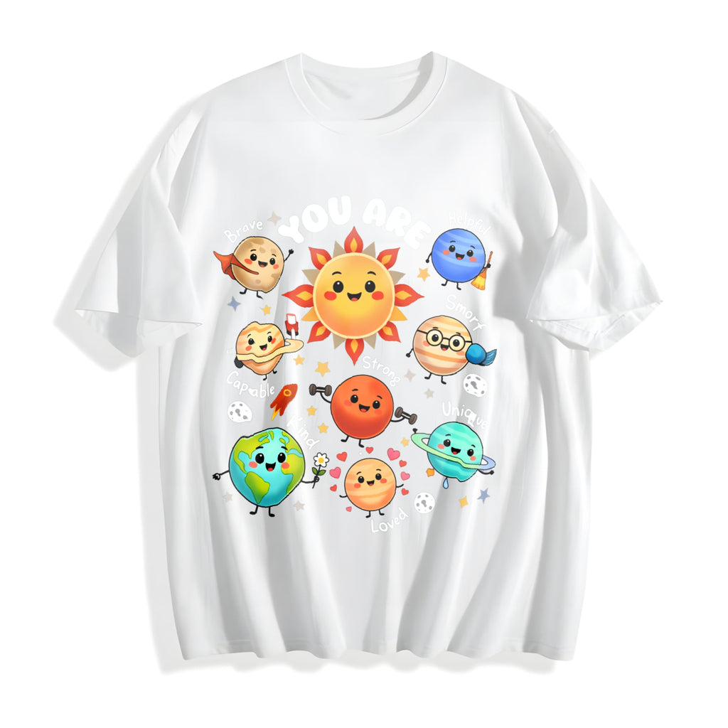 You Are Positive Affirmation Solar System Cotton T-Shirt product image 2