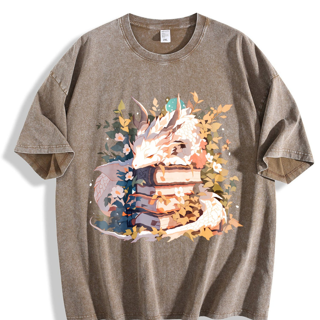 Animal Series Summer : White Dragon Lying On Books Vintage product image 3