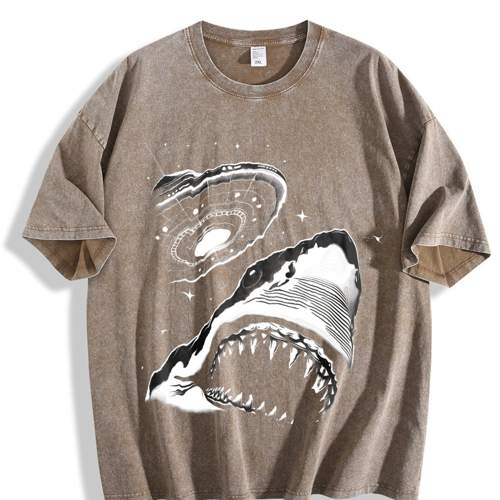 Shark Selfie With UFO 90s Vintage Washed T-Shirt product image 3