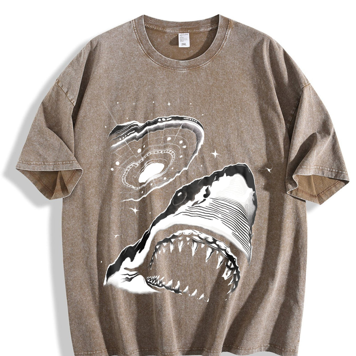 Shark Selfie With UFO 90s Vintage Washed T-Shirt product image 3