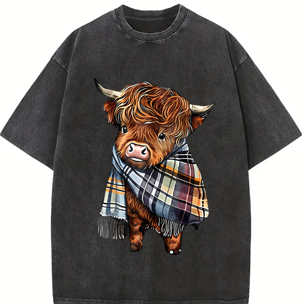 Scottish Highland Cow Plaid - Cozy Cattle Vintage Washed product image 2