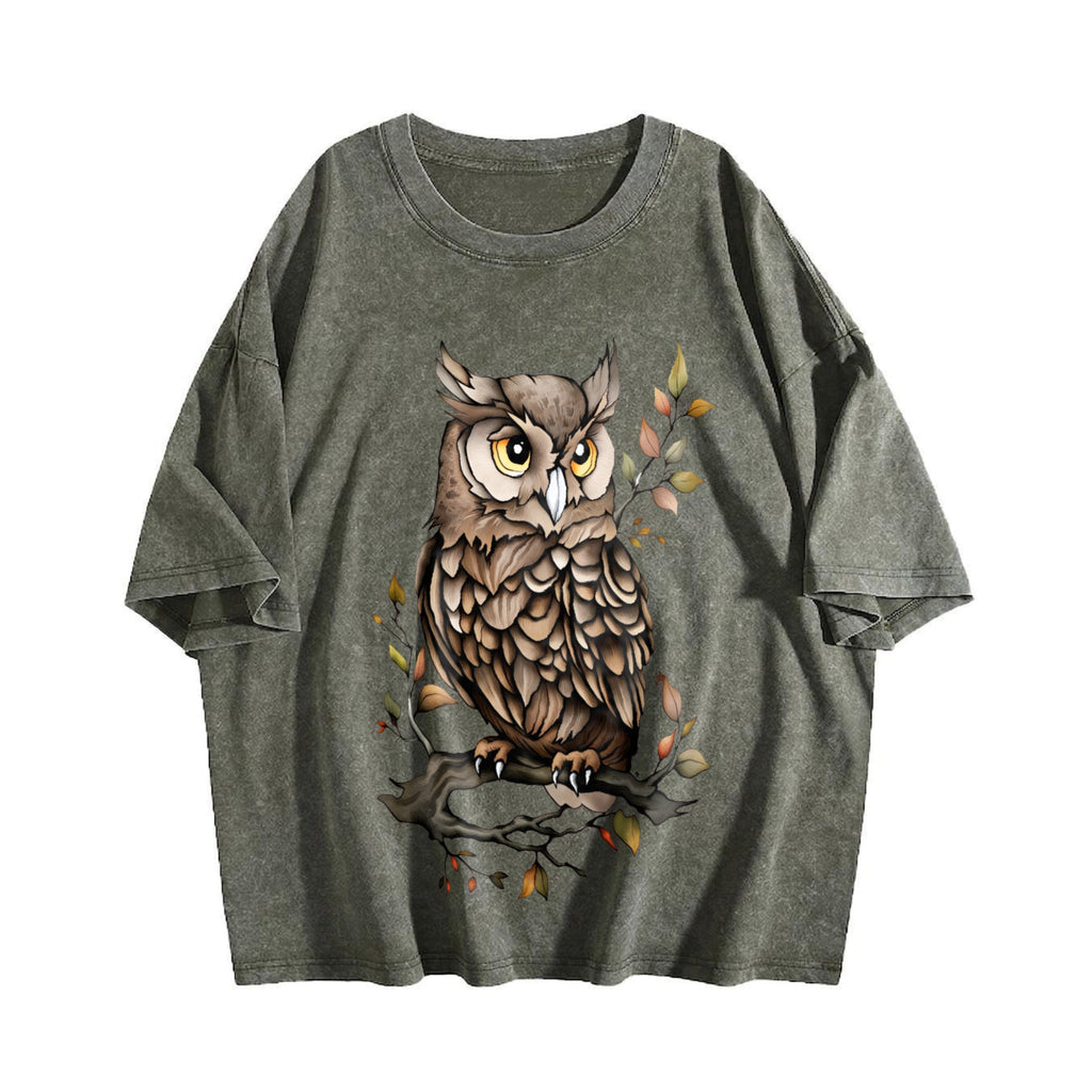 Animal Cartoon Owl Summer Vintage Washed T-Shirt product image 4