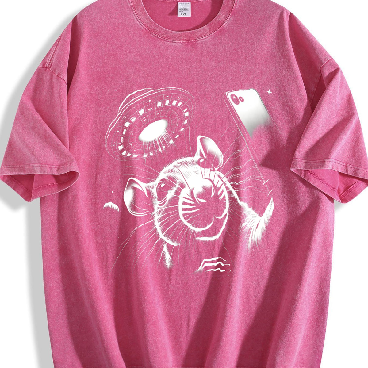 Rat Selfie With UFO 90s Vintage Washed T-Shirt product image 7