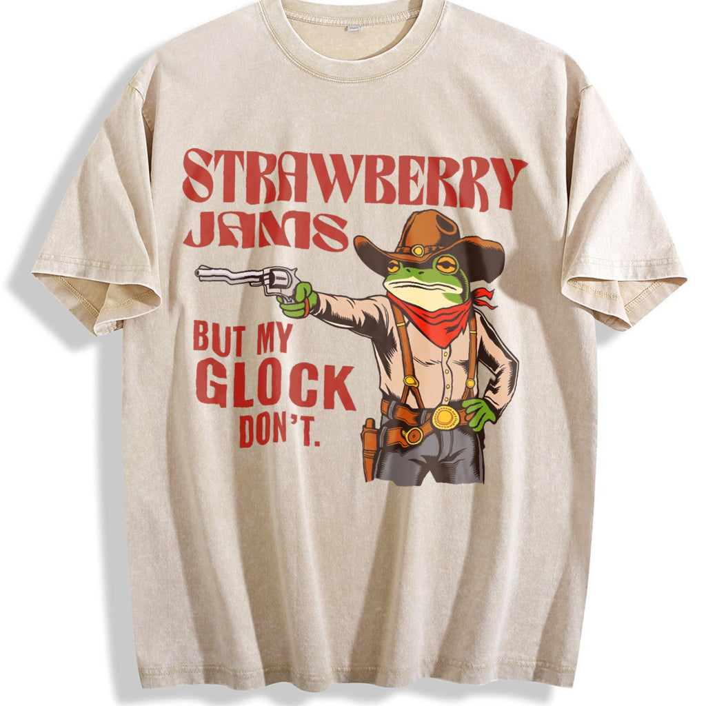Strawberry Jams But My Glock Don't Funny Frog Meme Vintage product image 1