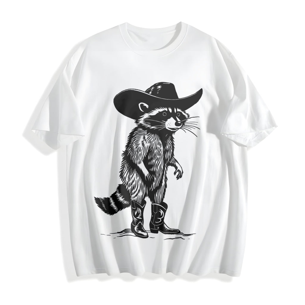 Funny Raccoon Cowboy Cotton T-Shirt product image 2