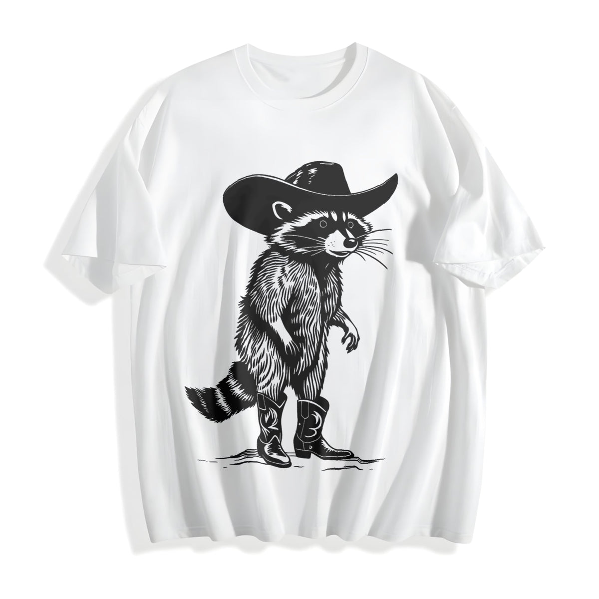 Funny Raccoon Cowboy Cotton T-Shirt product image 2