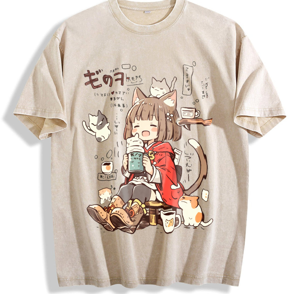 Summer A Cat Ear Vintage Washed T-Shirt product image 1