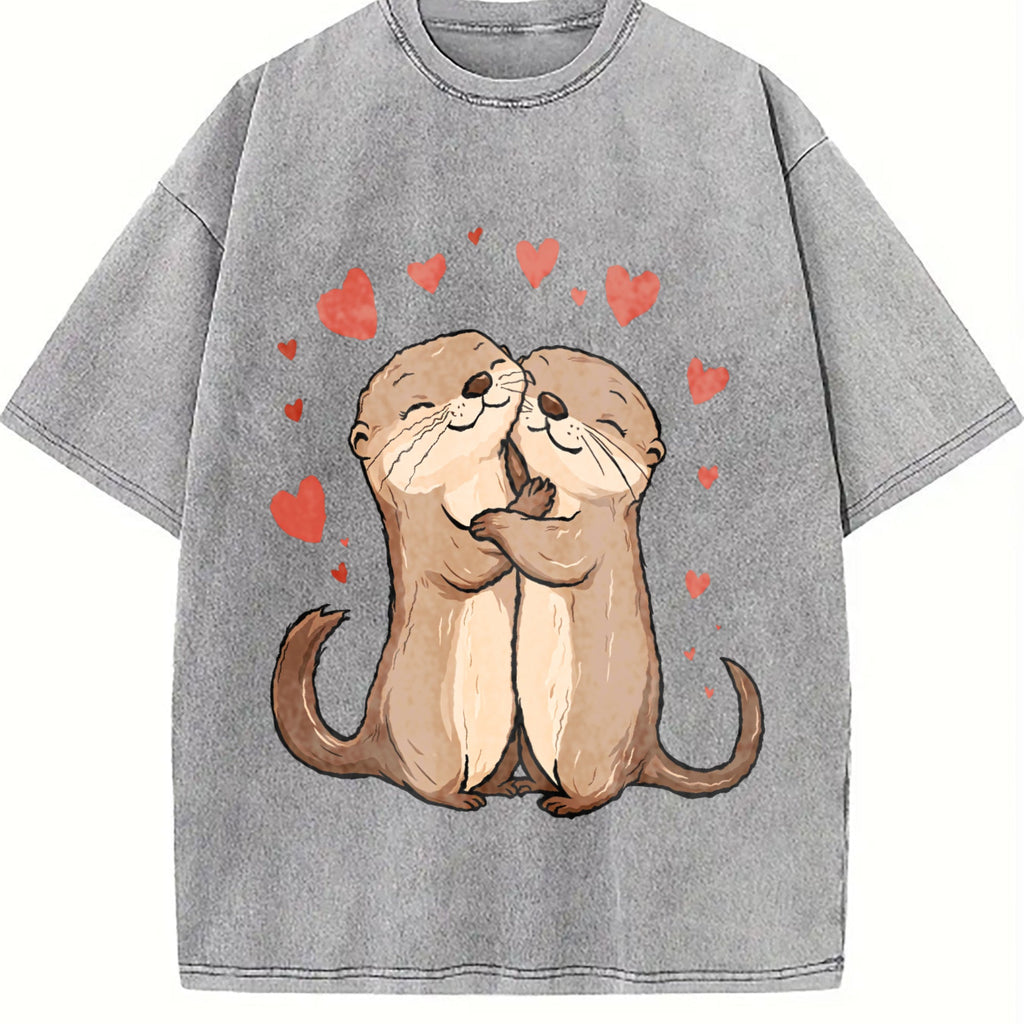 Otter Love - Cute Hugging Otters Vintage Washed T-Shirt product image 5