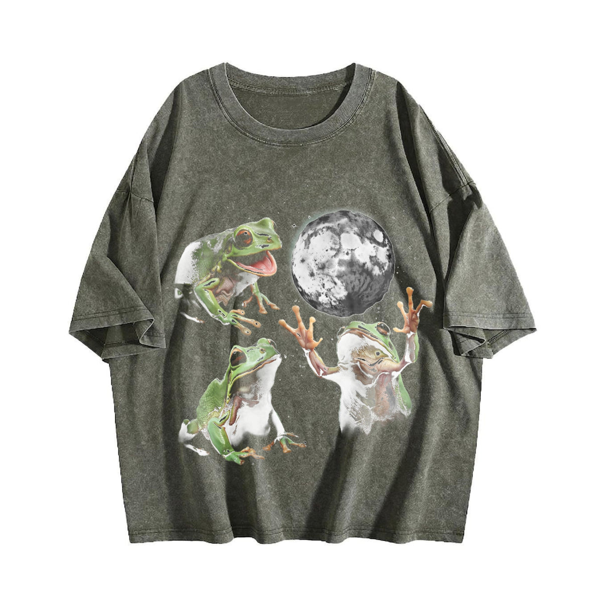Frog Howling At Moon 90s Vintage Washed T-Shirt product image 4
