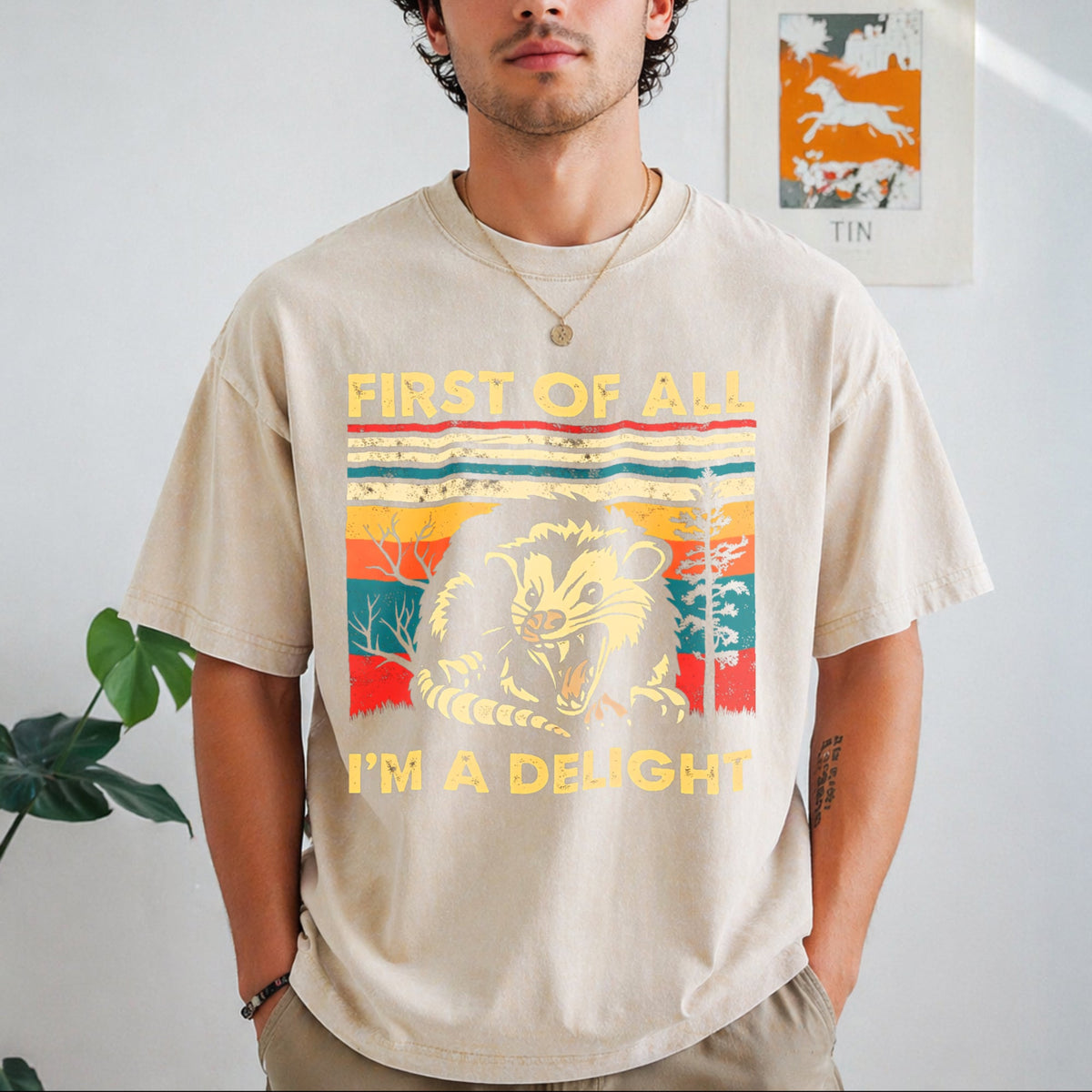 First Of All I'm A Delight Sarcastic Angry Opossum Vintage product image 1