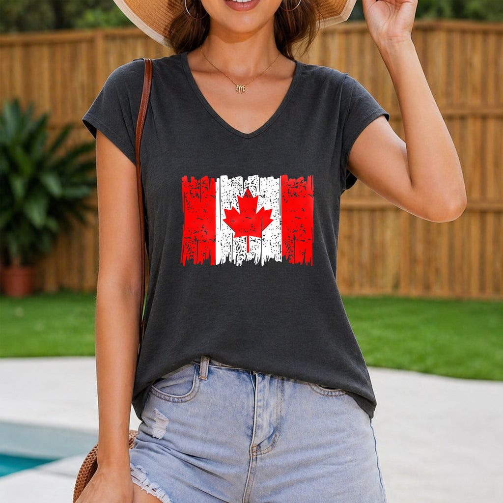Canada Day Flag Women's V-Neck Tank Top