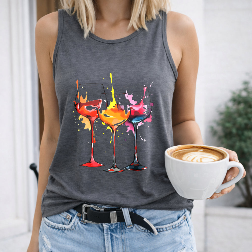 Vibrant Wine Glass Splash Women's Tank Top