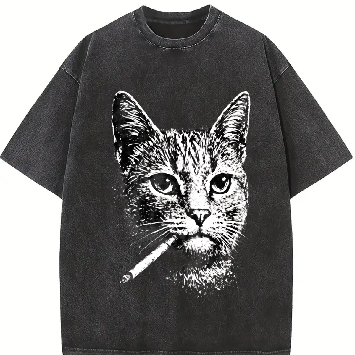 Funny Smoking Cat Meme Vintage Washed T-Shirt product image 2