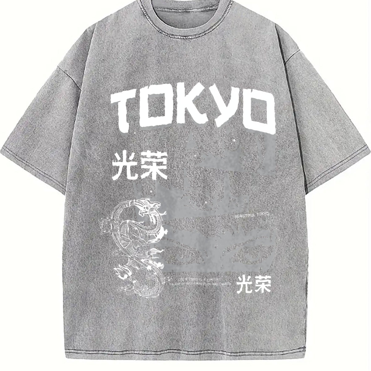 Tokyo Wave Art Vintage Washed T-Shirt product image 4