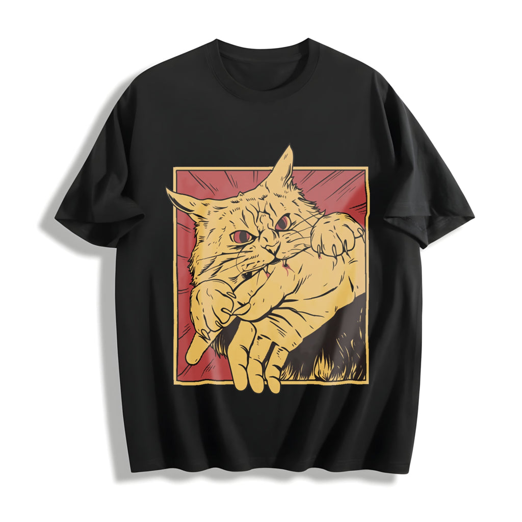 Cat Bite Anime Cotton T-Shirt product image 1