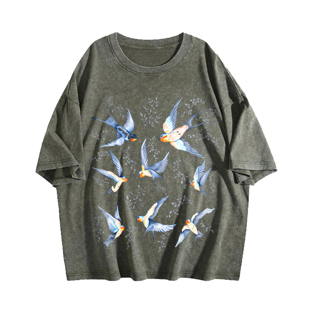 Birds 90s Tattoo Vintage Washed T-Shirt product image 4