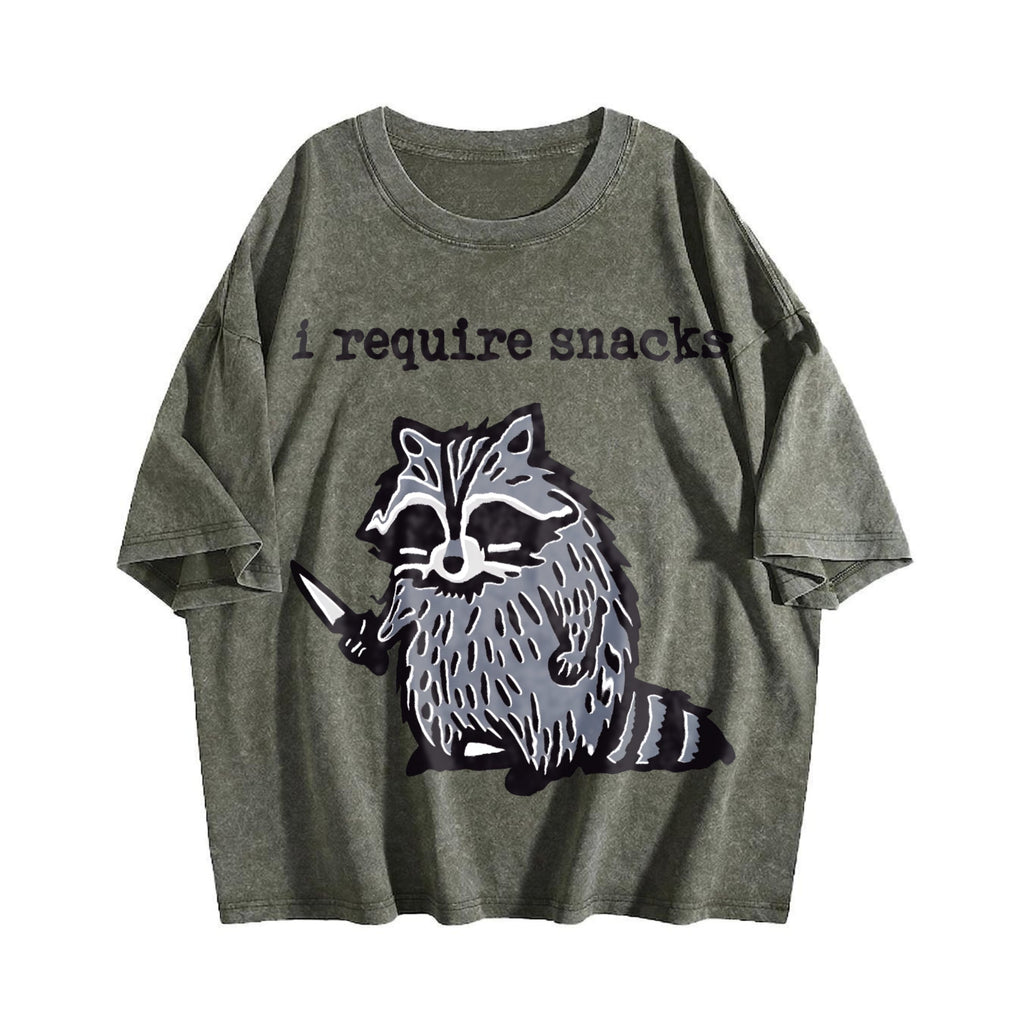 Winter Animal Snack Thief Raccoon Vintage Washed T-Shirt product image 4