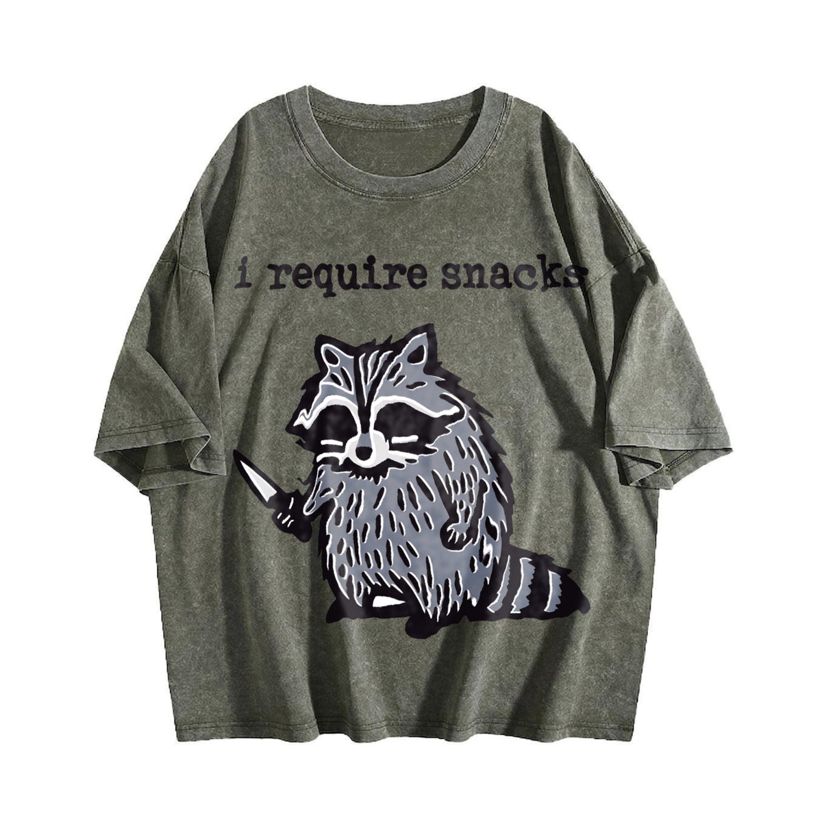 Winter Animal Snack Thief Raccoon Vintage Washed T-Shirt product image 4