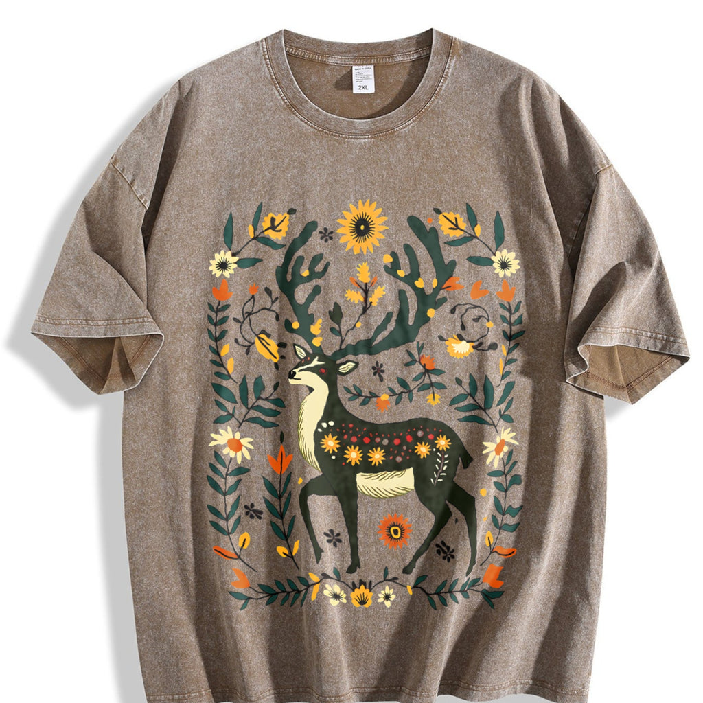 Bohemian Folk Art - Vibrant Deer & Floral Vintage Washed product image 3
