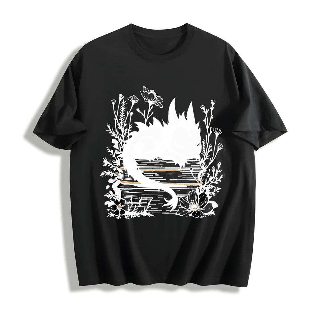 Inspired - Whimsical Black Dragon & Floral Book Cotton product image 1