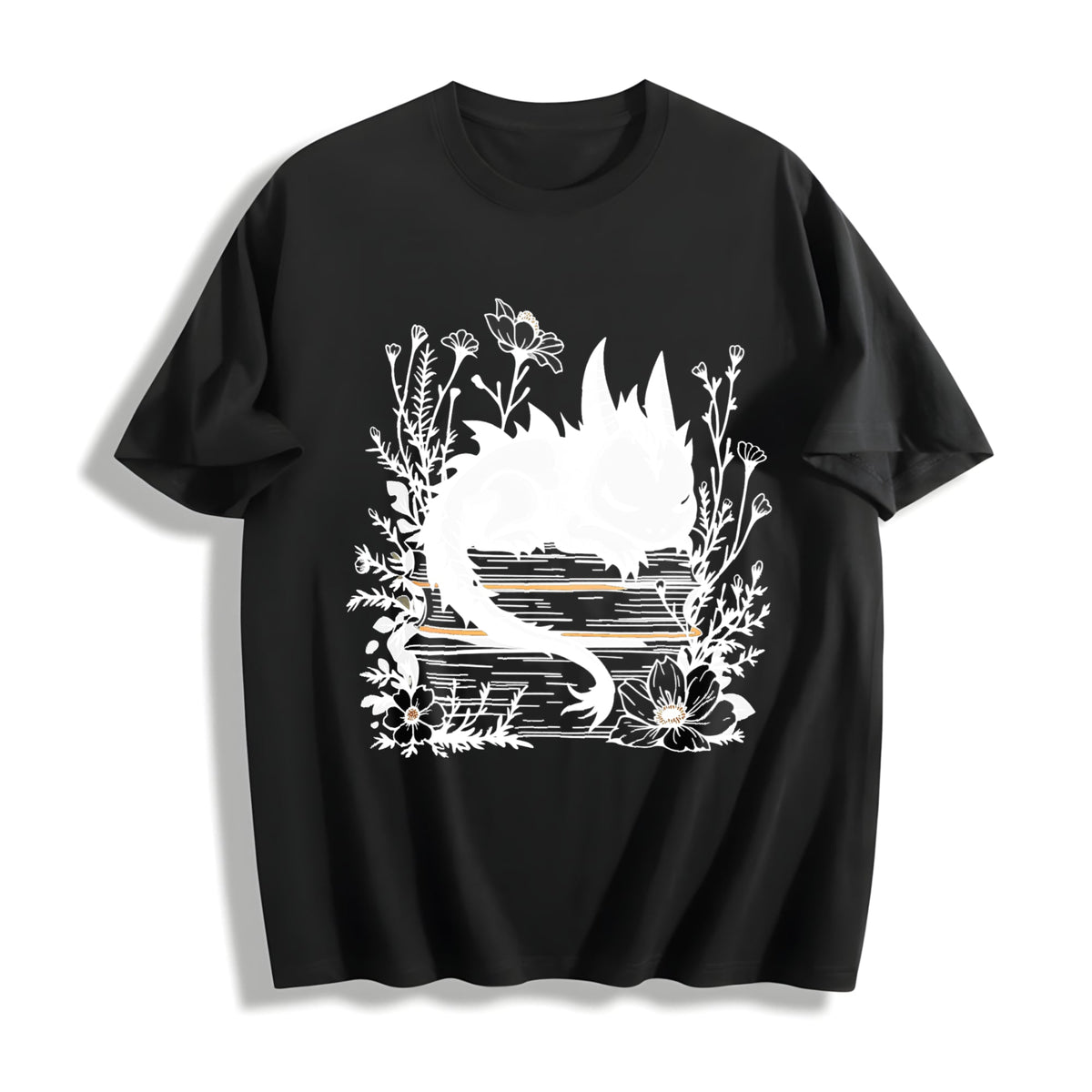 Inspired - Whimsical Black Dragon & Floral Book Cotton product image 1