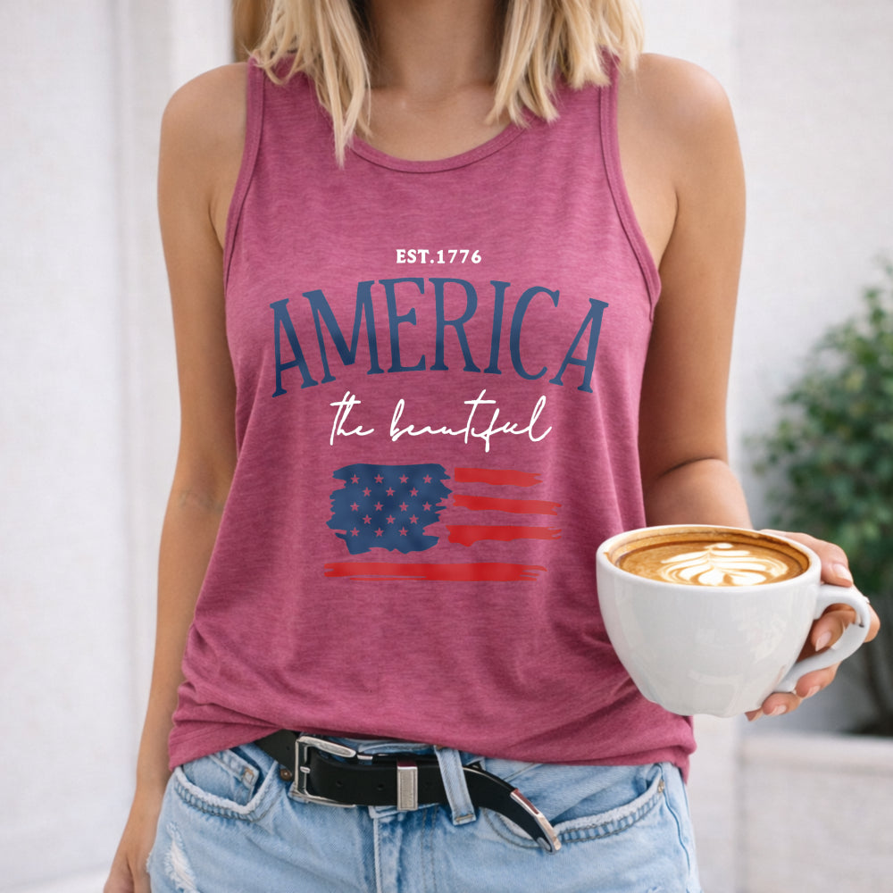 Patriotic American Flag For - America The Beautiful Women's Tank Top