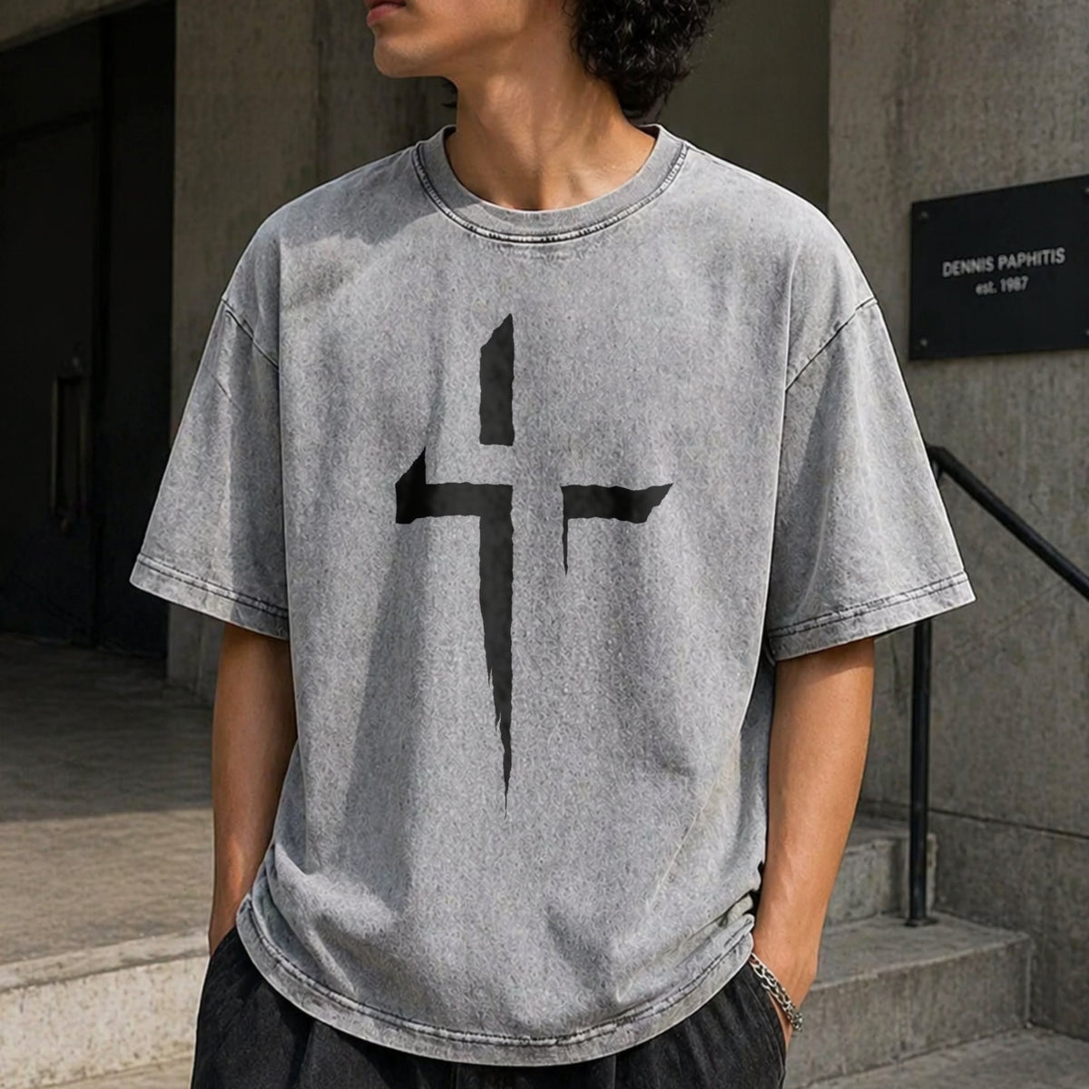 Patterned Cross Vintage Washed T-Shirt product image 5