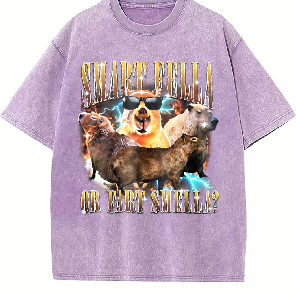 Smart Fella Or Fart Smella 90s Vintage Washed T-Shirt product image 6