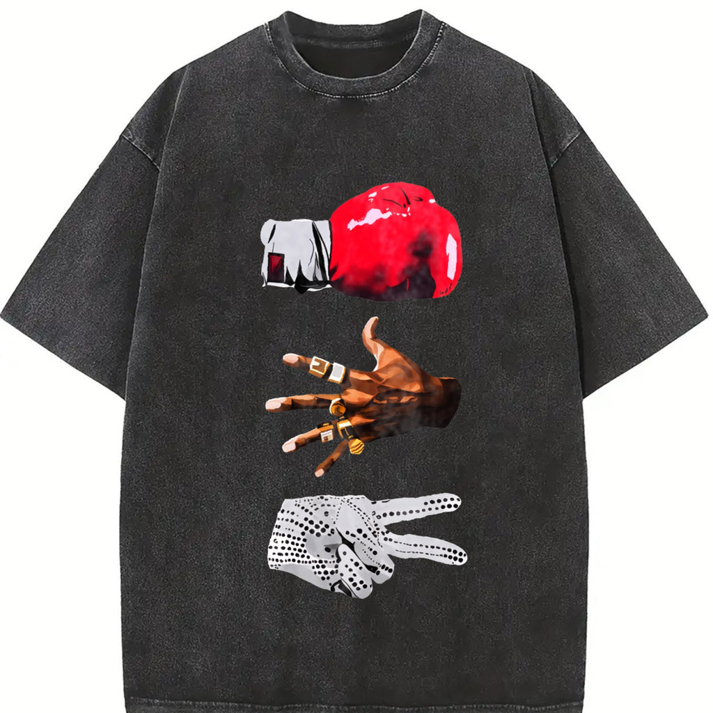 Red Fist And Golden Ring Gestures Vintage Washed T-Shirt
