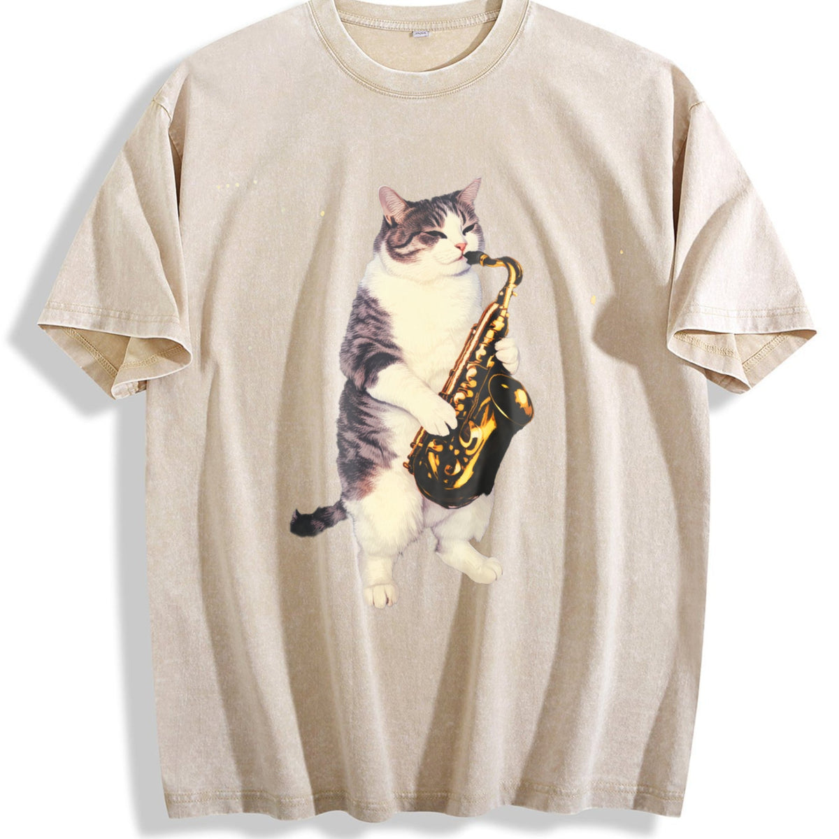 Saxophone Cat Vintage Washed T-Shirt product image 1