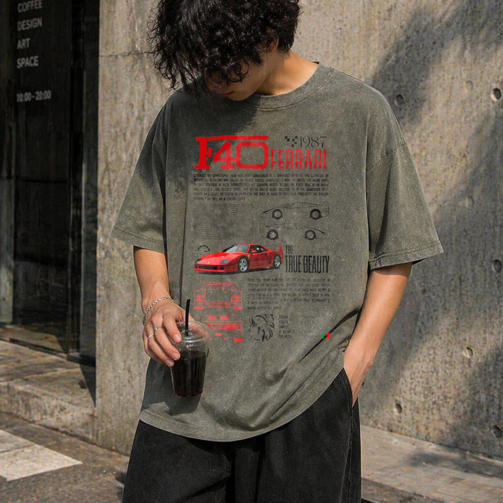 F40 Supercar Racing Vintage Washed T-Shirt product image 4
