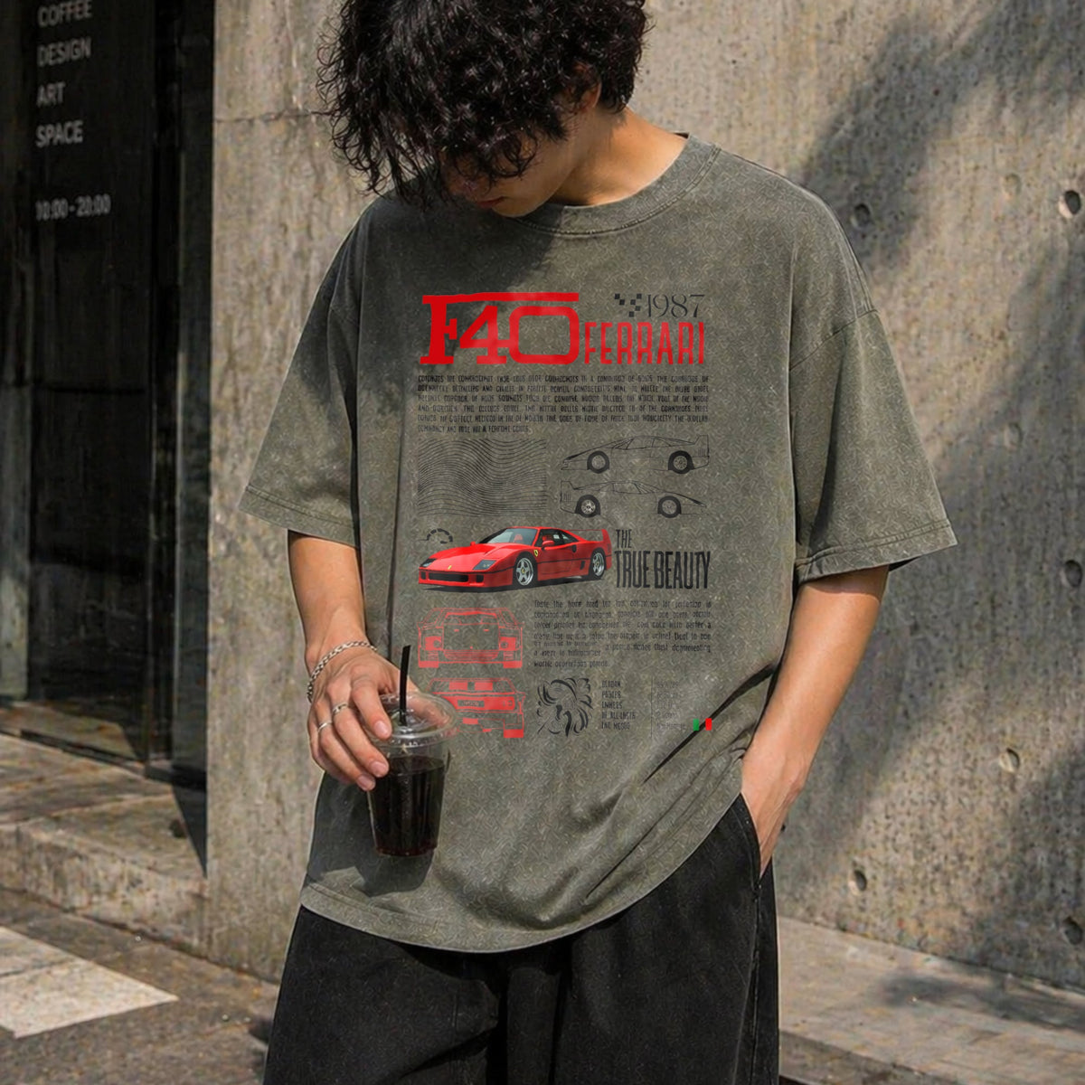 F40 Supercar Racing Vintage Washed T-Shirt product image 4