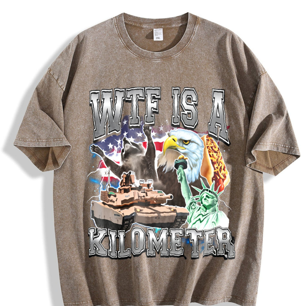 WTF Is A Kilometer Meme Vintage Washed T-Shirt product image 3