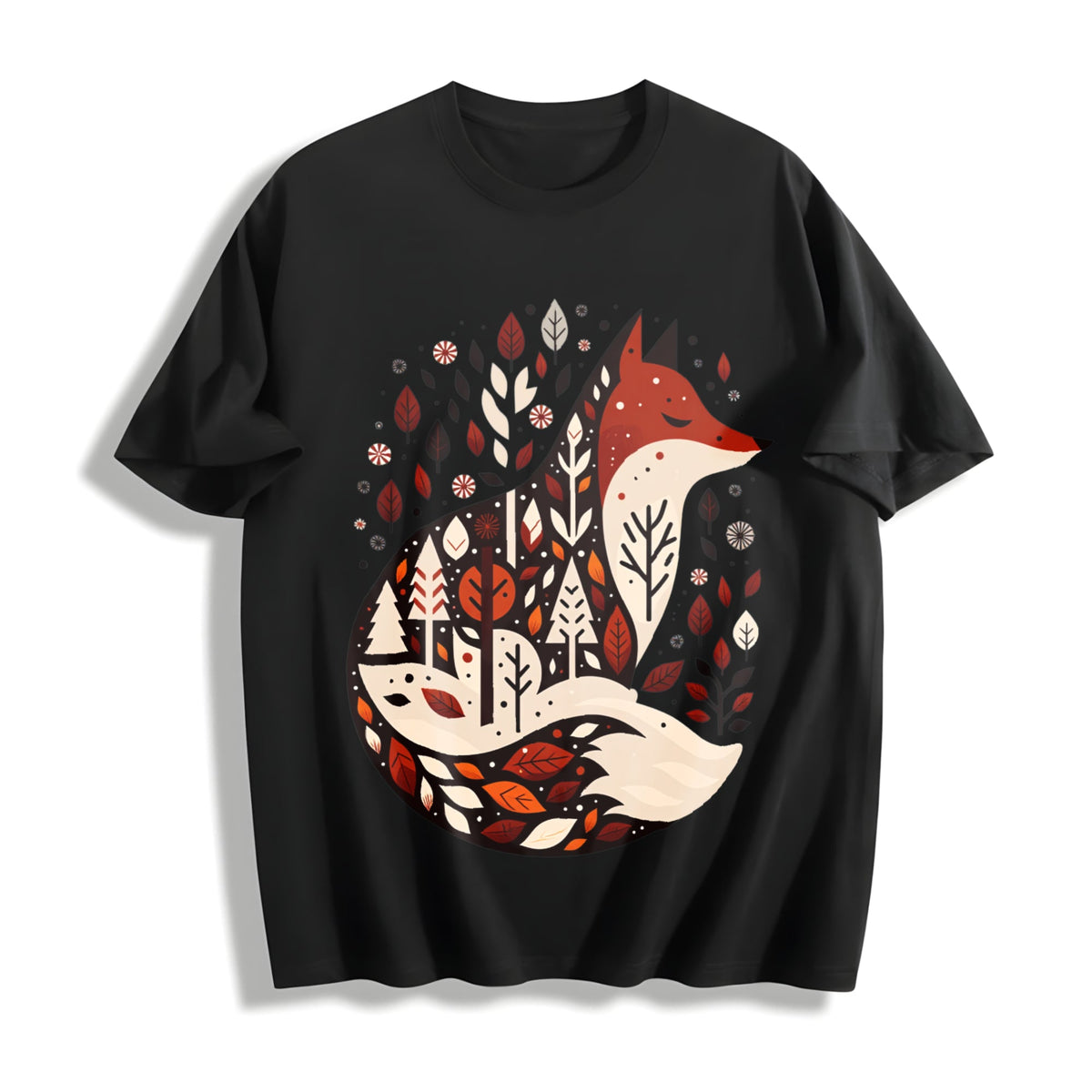Folk Art Bohemian Fox And Tree Summer Cotton T-Shirt product image 1