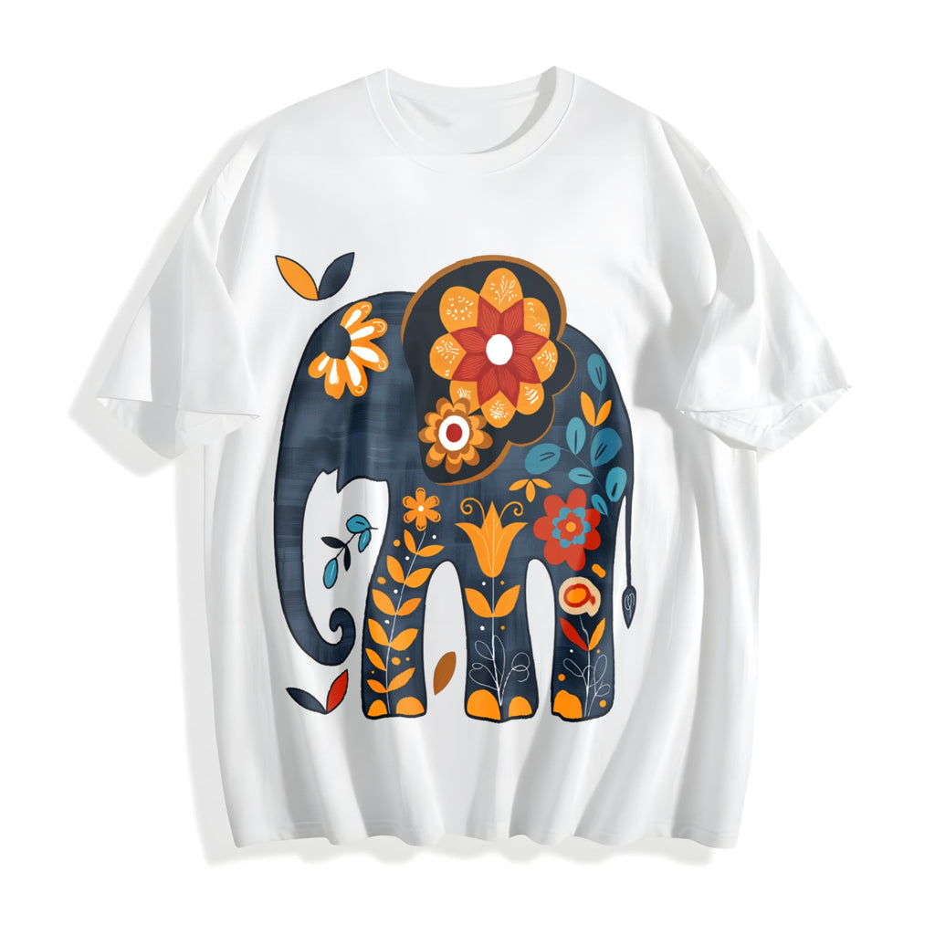 Bohemian Elephant - With Vibrant & Floral Cotton T-Shirt product image 2