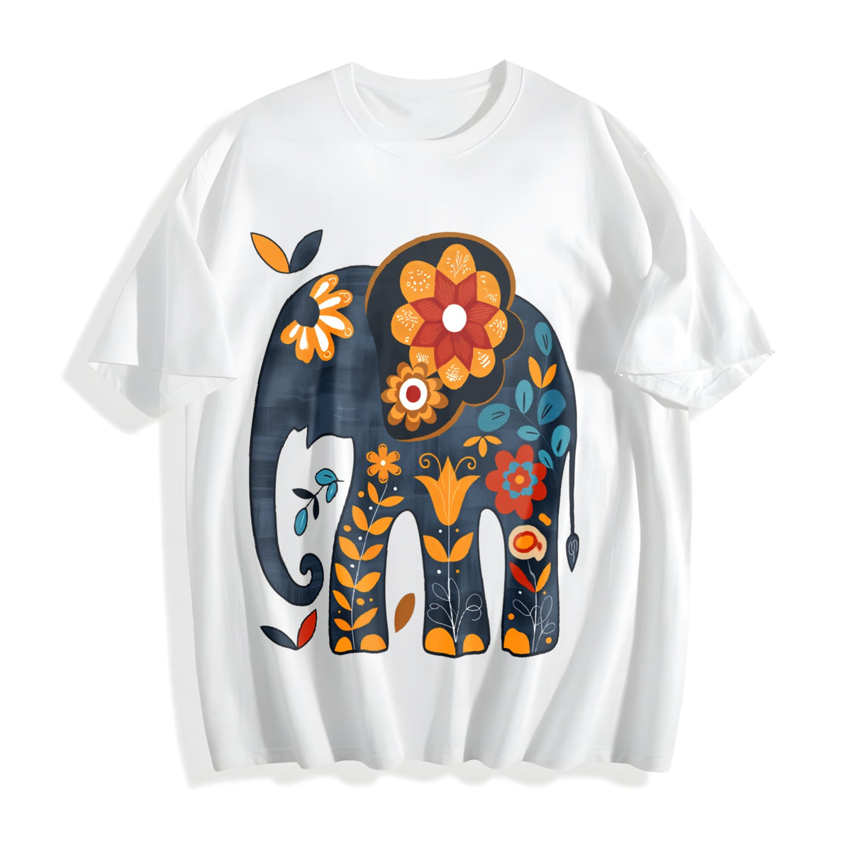 Bohemian Elephant - With Vibrant & Floral Cotton T-Shirt product image 2