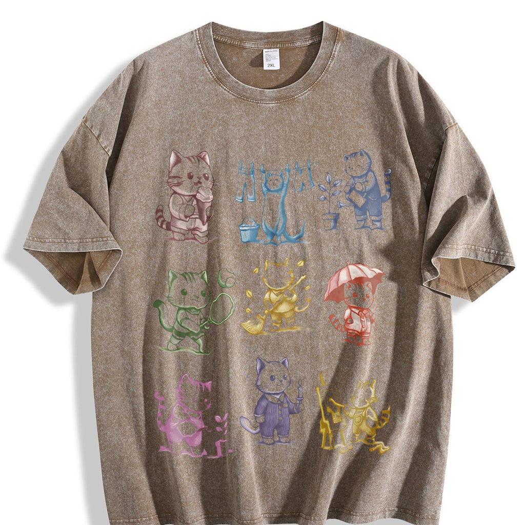 Cat 90s Tattoo Vintage Washed T-Shirt product image 3