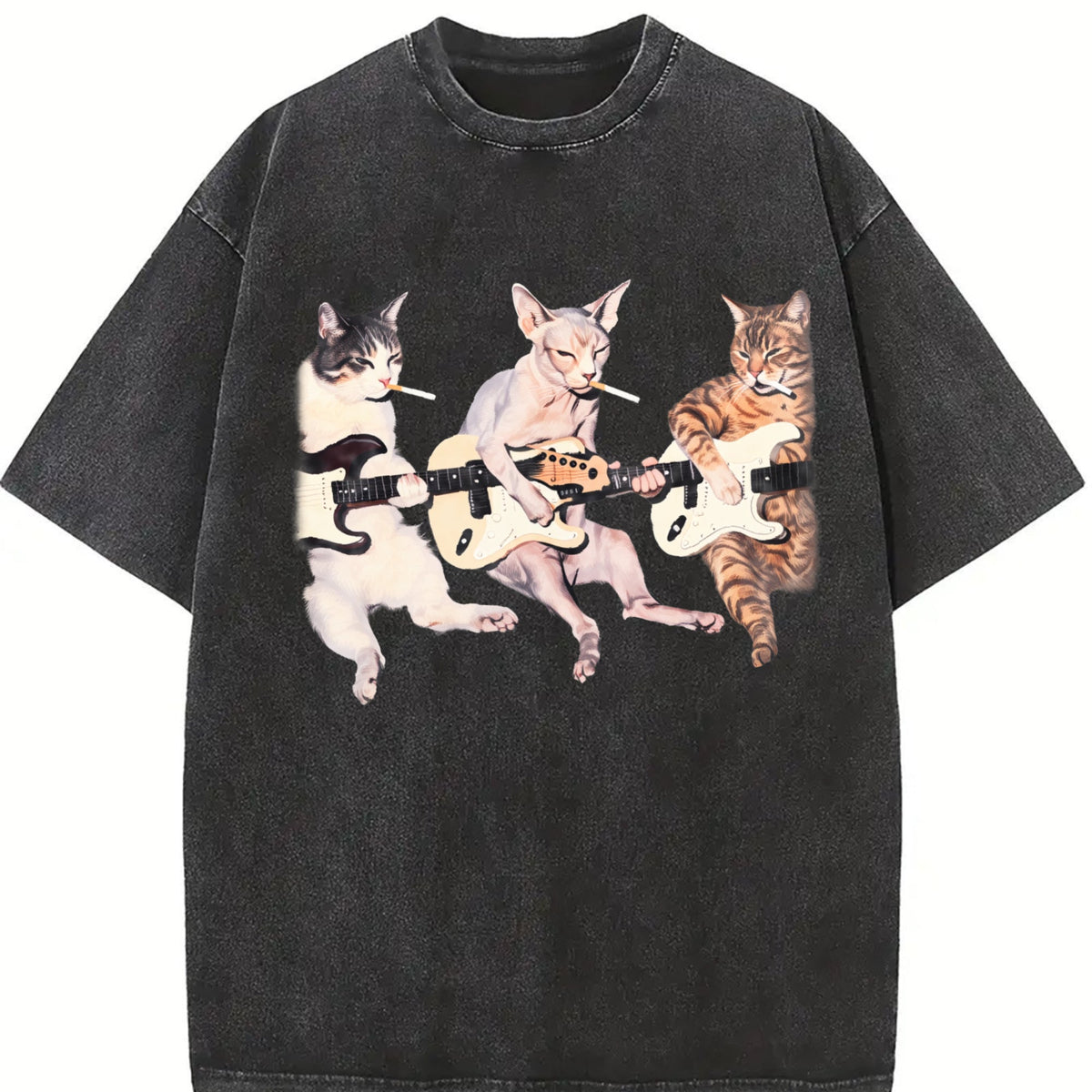 Rock Band Cats Vintage Washed T-Shirt product image 2