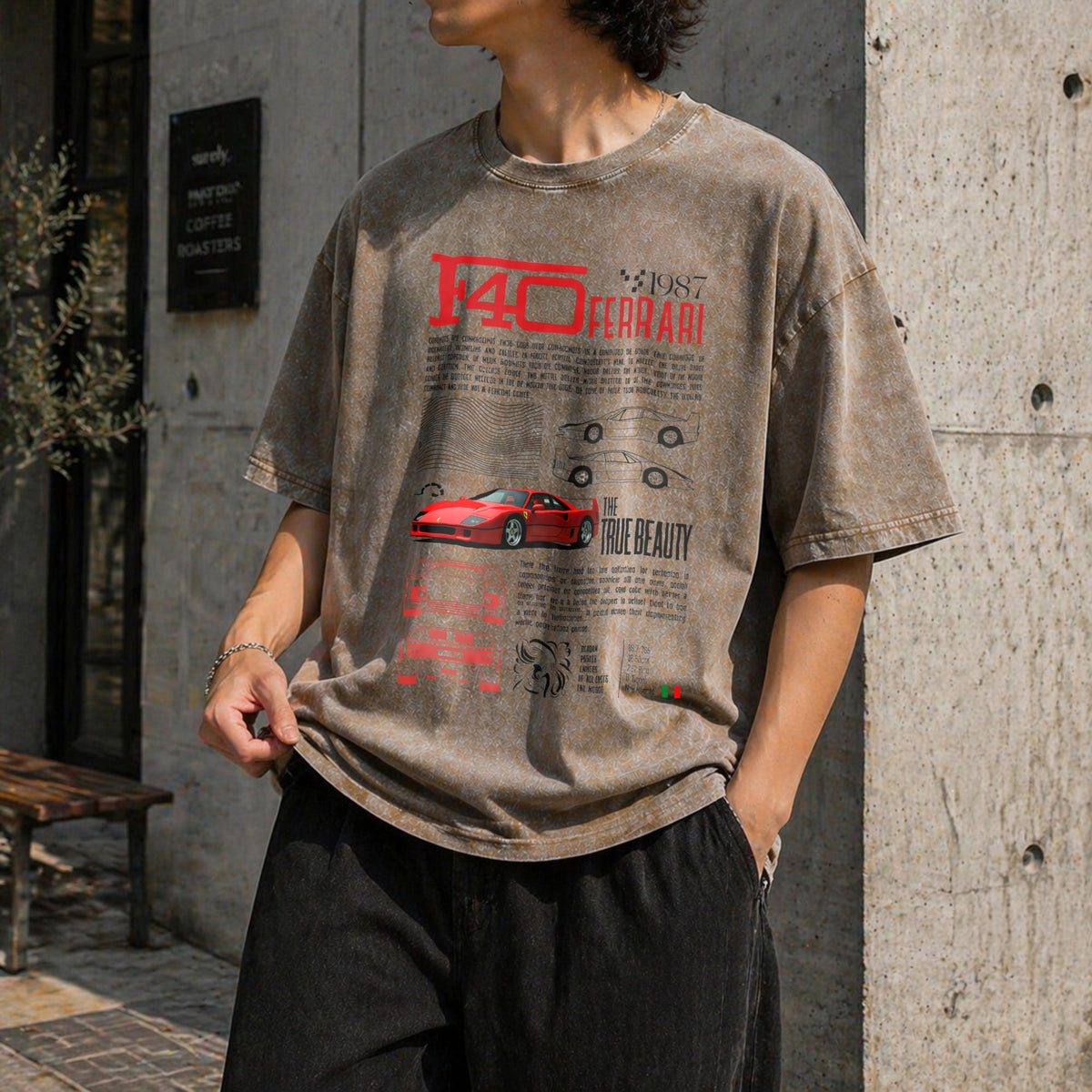 F40 Supercar Racing Vintage Washed T-Shirt product image 3