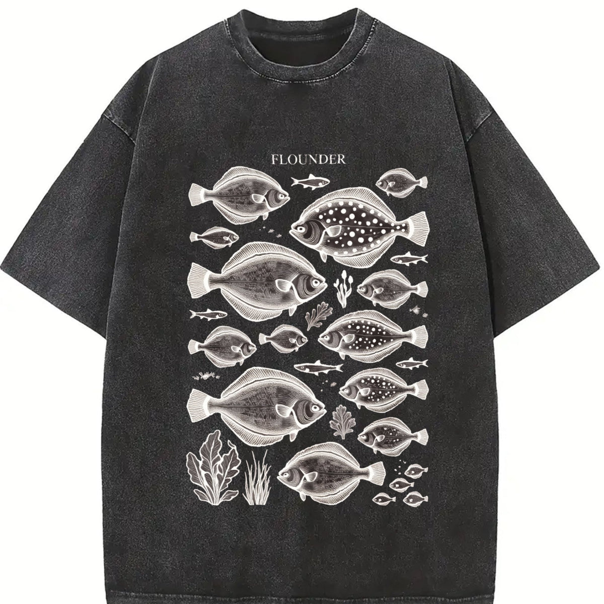 Flounder Fish 90s Vintage Washed T-Shirt product image 2