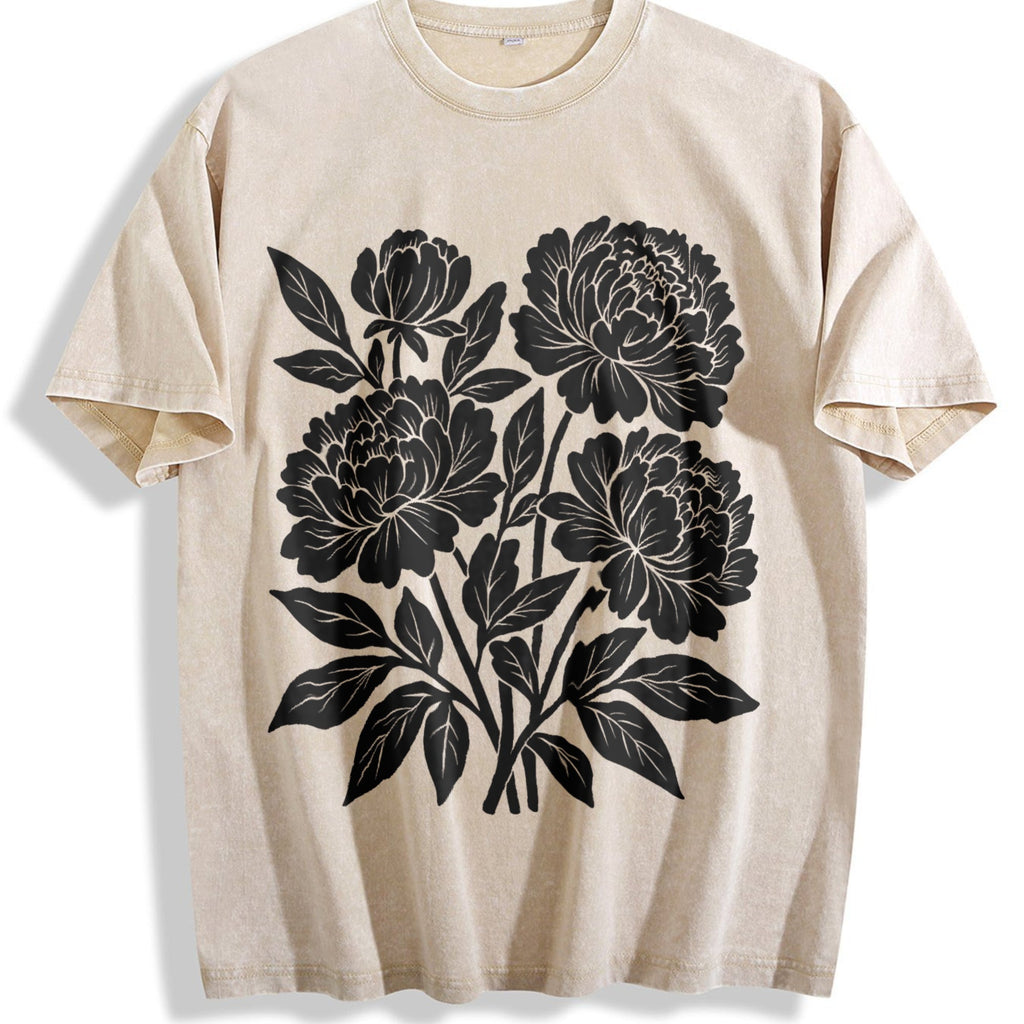 Linocut Flower Vintage Washed T-Shirt product image 1